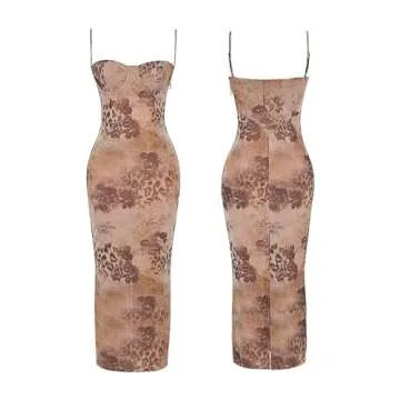 Women Sexy Backless Satin Maxi Dresses Spaghetti Strap Floral Print Dresses Slim Fit Elegant Long Dresses Night Party Outfits