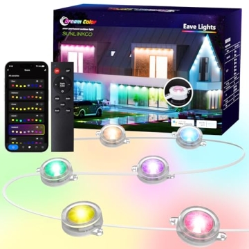 RGB+IC Permanent Outdoor Lights for House Garden, 50Ft Smart Eave Lights, String Lights, IP67 Waterp...