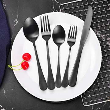 40 Pieces Matte Black Silverware Set for Elegant Dining