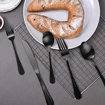 40 Pieces Matte Black Silverware Set for Elegant Dining