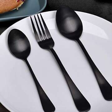 40 Pieces Matte Black Silverware Set for Elegant Dining