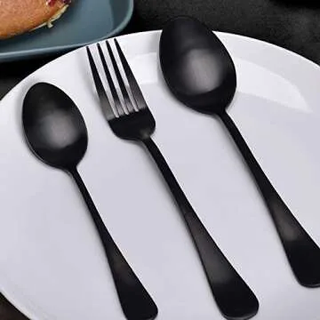 40 Pieces Matte Black Silverware Set for Elegant Dining