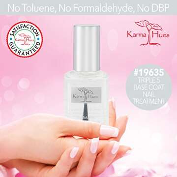 Karma Organic Triple 5 Base Coat; Non-Toxic Nail Treatment Vegan Cruelty-Free