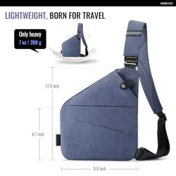 WANDER PLUS® Anti Theft Crossbody Travel Bag for Women Men, Multi-Pocket Crossbody Bag, Slim Sling Bag with Adjustable Strap, Blue