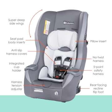 Baby Trend Trooper™ 3-in-1 Convertible Car Seat, Dash Grey