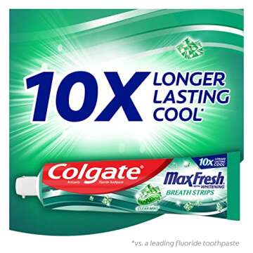 Colgate Max Fresh Whitening Toothpaste with Mini Strips, Clean Mint Toothpaste for Bad Breath, Helps...