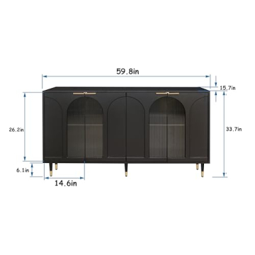 HMFULE 59.8'' Modern Storage Sideboard with Glass Doors