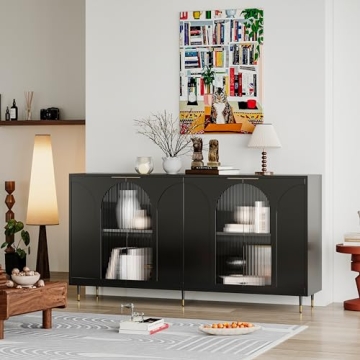 HMFULE 59.8'' Modern Storage Sideboard with Glass Doors