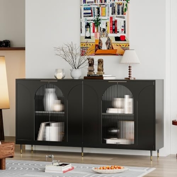 HMFULE 59.8'' Modern Storage Sideboard with Glass Doors