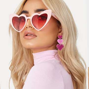 Pink Heart Earrings for Concerts and Special Events