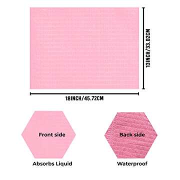 125 PCS Pink Dental Bibs - Waterproof Disposable Napkin for All Ages