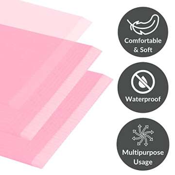Pink Dental Bibs Disposable Pack - 125 Waterproof Dentist Bibs