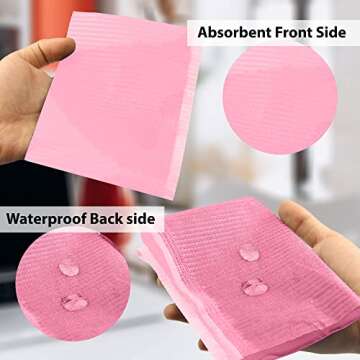 Pink Dental Bibs Disposable Pack - 125 Waterproof Dentist Bibs