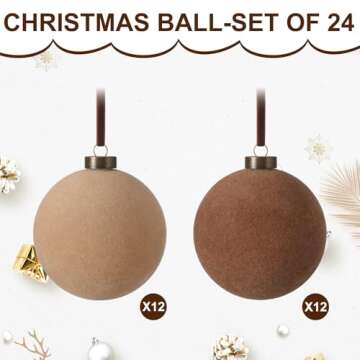 Sotiff Christmas Velvet Balls - Elegant Decor Set (24 Pcs)
