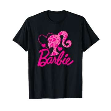 Barbie Black Heart Logo Crew Neck T-Shirt - Classic Fit, Short Sleeve, Cotton-Polyester Blend