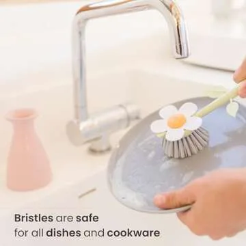 Charming Daisy-Shaped Dish Brush with Holder for Your Kitchen