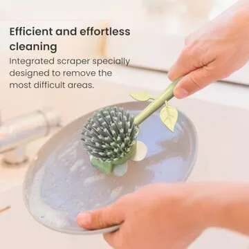 Charming Daisy-Shaped Dish Brush with Holder for Your Kitchen