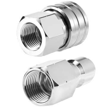 RIDGE WASHER Pressure Washer Adapter Set, 3/8 Inch Quick Connect Kit, Stainless Steel Female NPT Fitting, 5000 PSI, 2 Pack