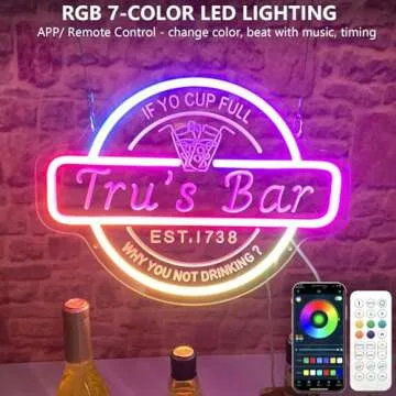 Custom Bar Neon Sign Light - Personalized LED Decor for Men