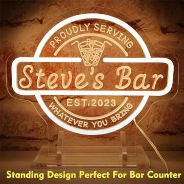 Custom Bar Neon Sign Light - Personalized LED Decor for Men