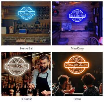 Custom Bar Neon Sign Light - Personalized LED Decor for Men