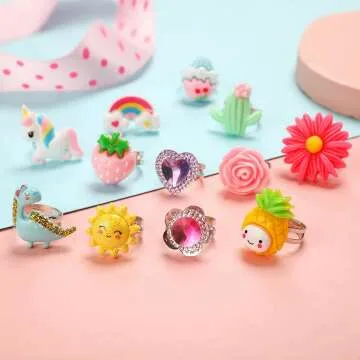 Adjustable Little Girl Jewel Rings - 24 Set