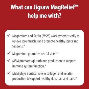 Jigsaw Health MagRelief | Ultra Pure Magnesium Lotion | With Zechstein Magnesium Chloride and OptiMSM® | Fragrance Free 5 Ounces