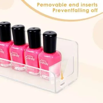AumVum 6 Pack Nail Polish Organizer Wall Mounted Shelf with Removable Anti-Slip End Inserts, Paint Rack Acrylic Organizers Display for Wall, Nail Polish Rack Displays 90 Bottles, 15 Inch