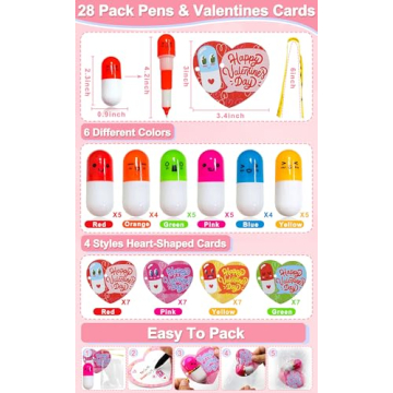 AMENON Valentine's Day Cards with Pens for Kids Classroom Gifts