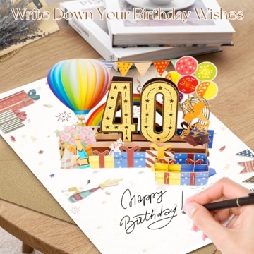 OLOSONG 40th Birthday Pop-Up Card for Men Women