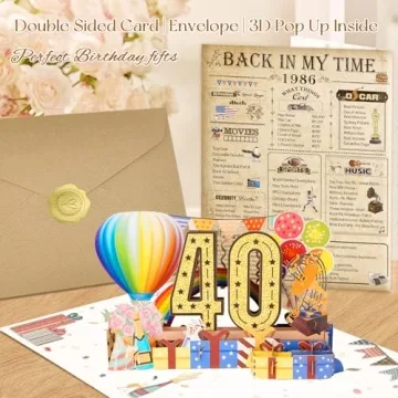 OLOSONG 40th Birthday Pop-Up Card for Men Women