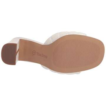 The Drop Women's Pattie High Block Heeled Mule Sandal, Quilted Ivory, 8