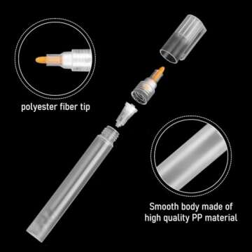 KALIONE Acrylic Paint Markers Set of 6 Refillable Paint Pens