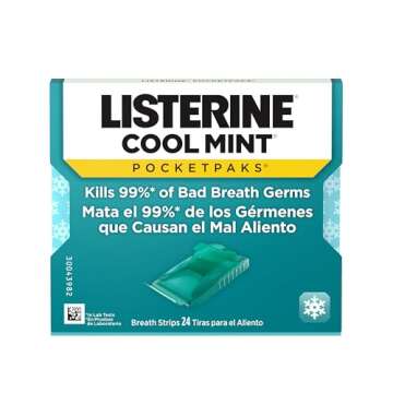 Listerine Cool Mint PocketPaks Portable Breath Strips for Bad Breath, Fresh Breath Strips Dissolve I...