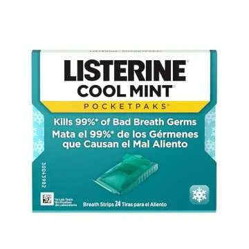 Listerine Cool Mint PocketPaks Portable Breath Strips for Bad Breath, Fresh Breath Strips Dissolve I...