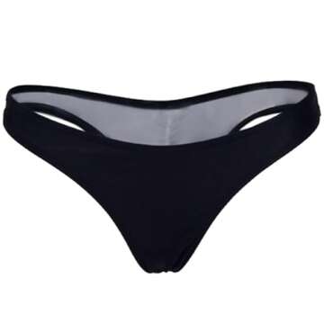 FOCUSSEXY Women's Hot Summer Brazilian Beachwear Bikini Bottom Thong Swimwear Black XS