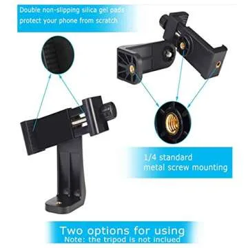 kiniza Phone Tripod Adapter, Universal 360 Rotation Smartphone Holder Mount Adapter, Vertical and Horizontal Adapter Compatible with Most Cell Phones,Adjustable Adapter for Selfie Stick, Camera Stand