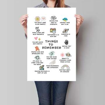 xbsifyiooa Things To Remember Mental Health Wall Art, The Healing Web Poster Psychology Therapy Offi...