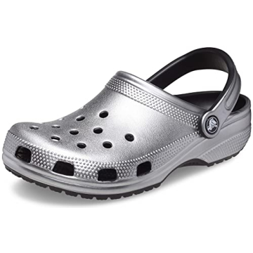 Crocs Unisex Classic Sparkly Clog, Metallic and Glitter Shoes, Silver, Numeric_9 US Men