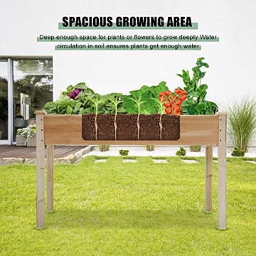 Tyyps Raised Garden Bed Elevated Wood Planter Box with Legs, 49x24x30 Inch Outdoor Raised Wooden Grow Box Kit for Vegetable Flower Herb Backyard Patio Gardening Planter Box, Natural