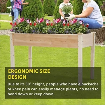 Tyyps Raised Garden Bed Elevated Wood Planter Box with Legs, 49x24x30 Inch Outdoor Raised Wooden Grow Box Kit for Vegetable Flower Herb Backyard Patio Gardening Planter Box, Natural