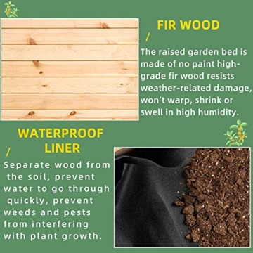 Tyyps Raised Garden Bed Elevated Wood Planter Box with Legs, 49x24x30 Inch Outdoor Raised Wooden Grow Box Kit for Vegetable Flower Herb Backyard Patio Gardening Planter Box, Natural