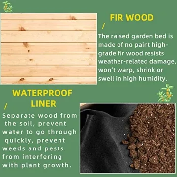 Tyyps Raised Garden Bed Elevated Wood Planter Box with Legs, 49x24x30 Inch Outdoor Raised Wooden Grow Box Kit for Vegetable Flower Herb Backyard Patio Gardening Planter Box, Natural