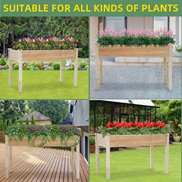 Tyyps Raised Garden Bed Elevated Wood Planter Box with Legs, 49x24x30 Inch Outdoor Raised Wooden Grow Box Kit for Vegetable Flower Herb Backyard Patio Gardening Planter Box, Natural