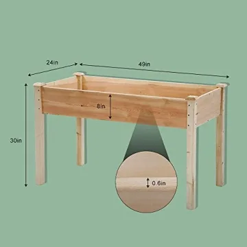 Tyyps Raised Garden Bed Elevated Wood Planter Box with Legs, 49x24x30 Inch Outdoor Raised Wooden Grow Box Kit for Vegetable Flower Herb Backyard Patio Gardening Planter Box, Natural
