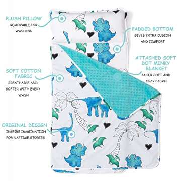 JumpOff Jo - Toddler Nap Mat for Preschool, Daycare, and Kindergarten - Sleeping Bag for Kids with R...