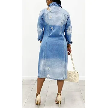 Stylish Chouyatou Distressed Denim Coat for Women
