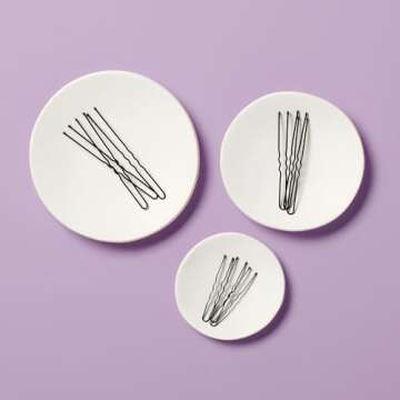 Diane Hair Pins for Women Bulk Pack of 100 Assorted Sizes Jumbo 3, Large 2.5, Medium/Small 1.75 - Black, Crimped Design with Ball Tips, D475-100 Count(Pack of 1)