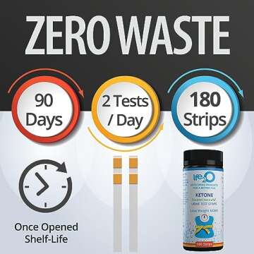 life2O DoubleCheck ✓✓ Ketone Test Strips 180ct, 50x More Dependable Keto Test, Ketosis Test Strips for Urine, Ketones Urinalysis Urine Test Strip for Ketogenic, Low-Carb, Paleo & Atkins Diets