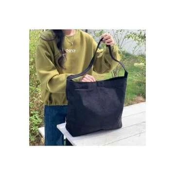 Women/Girls Corduroy Large Capacity Tote Bag Shoulder Bag Fashion Hobo Bag Casual Shopping Bag Handb...